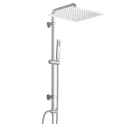 Produktbild von JOHO Edelstahl Duschset ohne Armatur, Chrom Duschsystem Regenduschset, Duschgarnitur mit eckige Kopfbrause 30x30cm