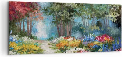 Produktbild von Bild auf Leinwand - Leinwandbild - Einteilig - Impressionismus Natur Wald - 120x50cm - Wand Bild - Wanddeko - Wandbilder - Leinwanddruck - Bilder - Wanddekoration - Leinwand bilder - AB120x50-4271