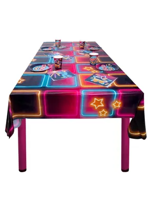 Image de nappe de fête disco des années 70 multicolore 180 x 130 cm - taille unique