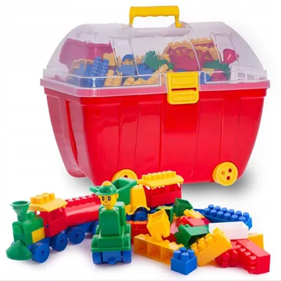 Obrázek produktu pro Stavebnice pro nejmenší - Kostky stavební 3-9 cm 180 ks kufříku malé
