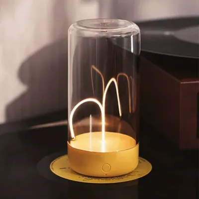 Produktbild von Tragbares Desktop-Umgebungslicht, magnetisches Filament-Campinglicht, kabellose wiederaufladbare Nachtlampe, unterstützt 3 Beleuchtungsmodi, Gelb