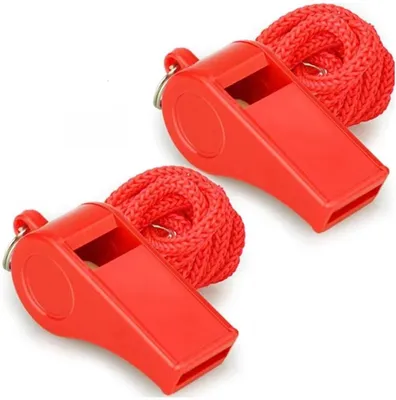Image de Sifflet rouge - Sifflet d'arbitre - Sifflets de match - Sifflets avec cordon - Sifflet rouge - Plastique - Sifflet - Lot de 2 - Avec cordon - CHPN