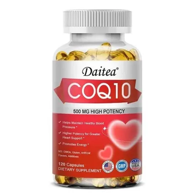 Produktbild von Co Enzyme Q10 - 500mg (120 Kapseln) Nahrungsergänzungsmittel, Blutdruck, Herz, Herzgesundheit, Energie