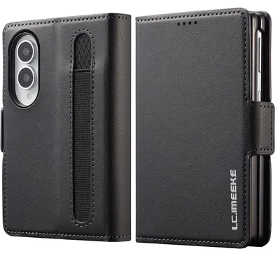 Obrázek produktu pro Magnetické flipové kožené pouzdro pro Samsung Galaxy Z Fold 8, s přihrádkou na karty a funkcí stojánku Černá