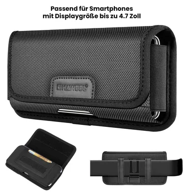 Produktbild von Handy Gürteltasche Nylon Universal Gürtel Tasche Querformat Schwarz Smartphone Größe: Bis 4.7 Zoll Displaygröße
