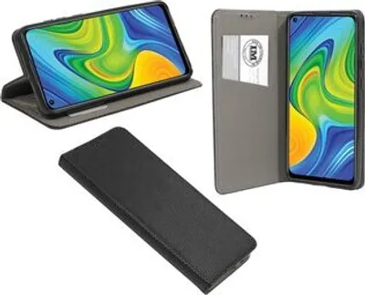 Obrázok produktu pre Puzdro typu kniha "Smart" kompatibilné s XIAOMI REDMI NOTE 9 Puzdro na mobilný telefón Peňaženkové puzdro Ochranný kryt s funkciou stojana, slot na kartu Black