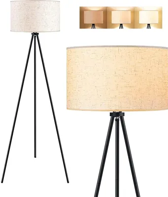 Obrázek produktu pro Stojací lampa Obývací pokoj Černá LED stmívatelná plátěná stínítka Stojací lampa se stativem Výška 150 cm Moderní stojací lampy Ložnice Stojací lampa