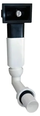 Produktbild von Keenberk Ablauf-Set komplett für rechteckigen Überlauf im Küchenspülen-Becken mit Kugelgelenk und 1 Zoll Anschluss an Ventilablauf / Siphon