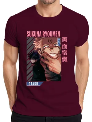 Obrázek produktu pro Sukuna Ryoumen Jujutsu Kaisen Demon Red Eyes Otaku Anime Aesthetics Pánské tričko, vínová, M