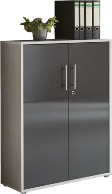 Produktbild von Aktenschrank TABOR niedrig in lichtgrau / anthrazit Hochglanz