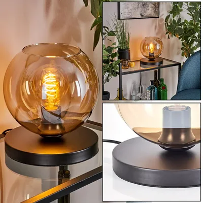 Produktbild von Cesaro Tischlampe aus Metall/Glas in Schwarz/Bernsteinfarben