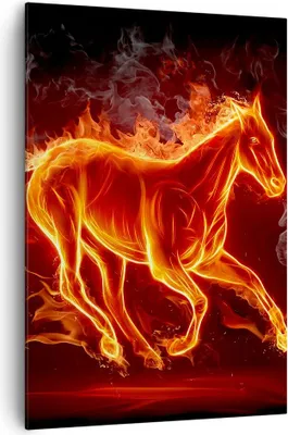 Produktbild von Bild auf Leinwand - Leinwandbild - Einteilig - Pferd Illustration Flammen - 70x100cm - Wand Bild - Wanddeko - Wandbilder - Leinwanddruck - Wanddekoration - Leinwand bilder - Wandbild - PA70x100-0203