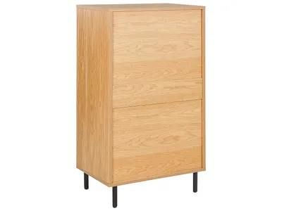 Produktbild von BELIANI Kommode Helles Holz Sideboard Metall Schwarze Beine 60 x 40 x 104 cm mit 4 Schubladen Wohnzimmer Schlafzimmer Flur Aufbewahrungsschrank Skandinavischer Stil