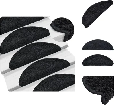 Immagine prodotto di vidaXL Tappetini per scale 15 pezzi nero 65x21x4 cm - Tappetini per gradini