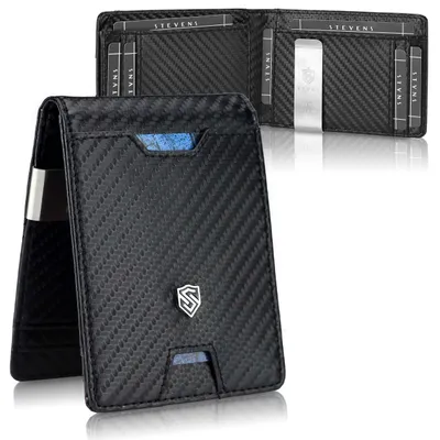 Obrázok produktu pre Pánska peňaženka STEVENS Slim RFID, prírodná koža, čierna, 11x8 cm, univerzálna