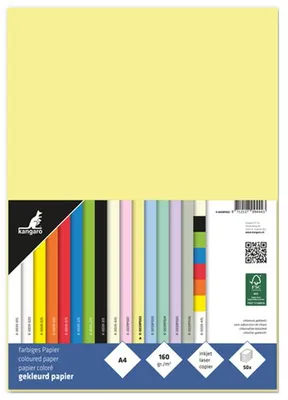 Produktbild von kangaro Multifunktionspapier DIN A4 160 g/qm pastellgelb 50 Blatt