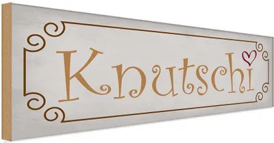 Produktbild von vianmo Holzschild 10x27 cm Knutschi Herz Dekoration