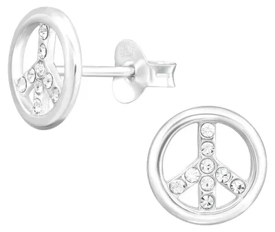 Produktbild von Peace Ohrstecker Silber 925 mit Kristallen