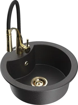Produktbild von Mexen Diego 1-Becken-Granit-Spüle mit Mischbatterie Aster, Schwarz gesprenkelt - 6512-76-73450-57-G