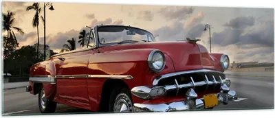 Produktbild von Bilder auf glas - Auto Kuba Himmel - 140x50cm - Glasbilder - Wandbilder - Kunstdruck - zum Aufhängen bereit - Wanddekoration aus Glas - Glas Bilder - Wandbild auf Glas - Einteilig - GAB140x50-0186