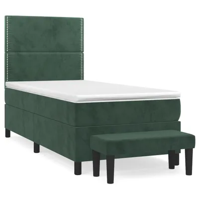 Produktbild von Boxspringbett mit Matratze Dunkelgrün 90x200 cm Samt