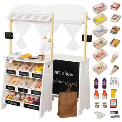 Image de Boutique pour enfants & théâtre 2en1 en bois avec caisse;Scanner & accessoires GINGER HOME