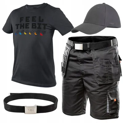 Produktbild von NEO TOOLS Herren Set - Kurze Arbeitshose mit T-shirt und Baseballkappe Gr. M-XXL - Schwarz Arbeitshosen für Männer Kurz | Gr. XXL