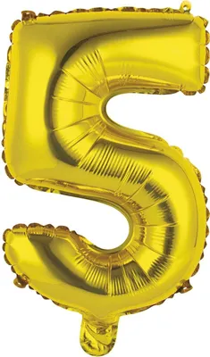 Image de amscan® 9909683 Mini-ballon en plastique chiffre 5 - 35 cm, or