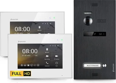 Produktbild von HD Video Türsprechanlage für 1 Familienhaus, 2x Monitore, Balter EVO HD Schwarz