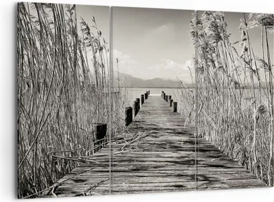 Produktbild von Bild auf Leinwand - Leinwandbild - 3 Teile - Brücke Pier Sepia - 105x70cm - Wand Bild - Wanddeko - Wandbilder - Leinwanddruck - Bilder - Wanddekoration - Leinwand bilder - Wandbild - CE105x70-4928