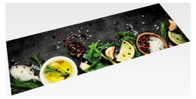 Produktbild von Küchenteppich, rutschfester Küchenläufer, waschbar, Teppichläufer für Innen- und Außenbereich, Küchenmatte, Gewürze 60x180cm Samt
