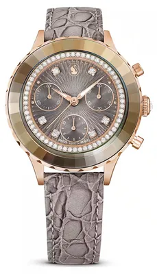 Zdjęcie produktu dla Zegarek Swarovski Octea Chrono, produkcji szwajcarskiej, skórzany pasek, kolor szary, wykończenie w kolorze różowego złota.
OCTEA CHRONO:LS SZARY//PRO / 5671153 9009656711538 / Produkt owy