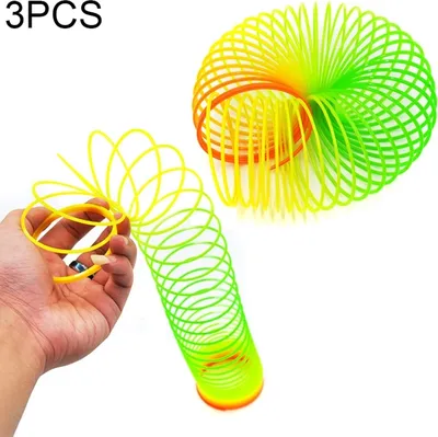 Productafbeelding van 3 stuks kleurrijke Slinky-speelgoed, regenboogvorm, willekeurige kleurlevering