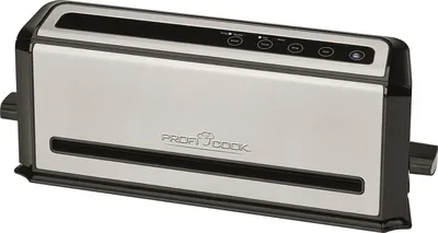 Produktbild von ProfiCook PC-VK 1133 Edelstahl-Vakuumiergerät, Lebensmittel bleiben vakuumiert bis zu 8x länger frisch, Elektronisches Sensor Touch-Bedienfeld,