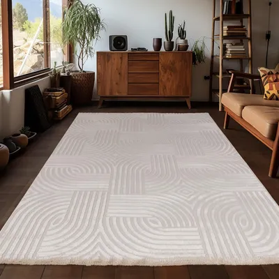 Zdjęcie produktu dla Ayyildiz | Dywan 3D Iluzja - 160 cm x 230 cm - Beżowy - Nowoczesny, Geometryczny, Przytulny
