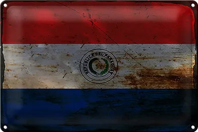 Produktbild von Blechschild Flagge Paraguay 40x30cm Flag of Paraguay Rost