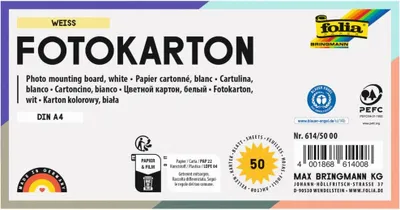 Obrázok produktu pre Folia 614/50 00, Biela, A4 (210 x 297 mm), Jednofarebné, 300 g/m², 50 listy, Nemecko