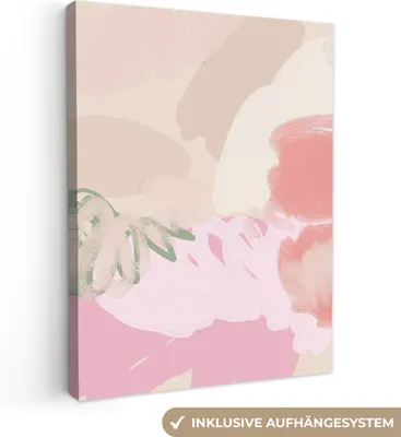 Produktbild von MuchoWow® - Leinwandbilder - Rosa - Kunst - Abstrakt - Modern, Wandbild, Wanddeko Bilder Wohnzimmer, 30x40 cm