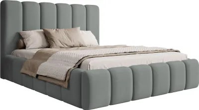 Produktbild von Selsey Biscottino - Polsterbett 160x200 mit Bettkasten, Lattenrost, Samtbezug, grau