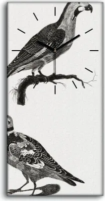 Produktbild von Leinwand Uhr Küche Wohnzimmer Bild 30x60 Zeichnen von Tieren Vögel Zweig Kunst - schwarze Hände