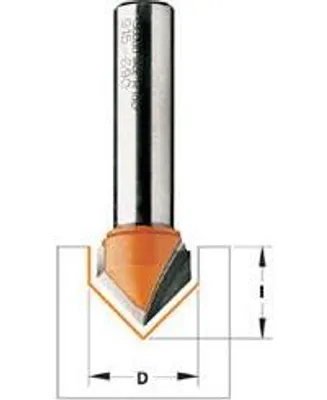 Image de Fraise à rainure en V Makita 90º, longueur totale 80 mm, diamètre 6 mm x 8 mm