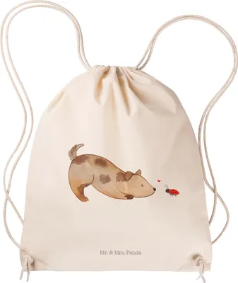 Produktbild von Mr. & Mrs. Panda Jutebeutel Hund Marienkäfer - Transparent - Geschenk, Mischlingshund, wander rucksack, gym tasche, Mischlinghund, Turnbeutel, Neugierig, Stoffbeutel