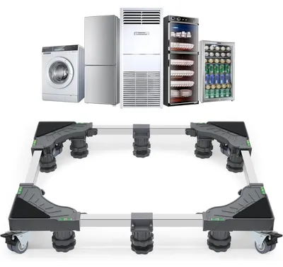 Productafbeelding van Wasmachineonderstel met 10 poten en 4 wielen, verstelbare breedte 61-78 cm, grijs