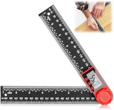 Produktbild von Rotierender Winkelmesser Digital 360°, 200 mm Winkellehre mit Lcd Anzeige,HOLD und Feststell Funktion, 2 in 1 Digitaler Winkelmesser für Maschinenbau,Holzbearbeitung,Bauwesen und Messung,Schwarz
