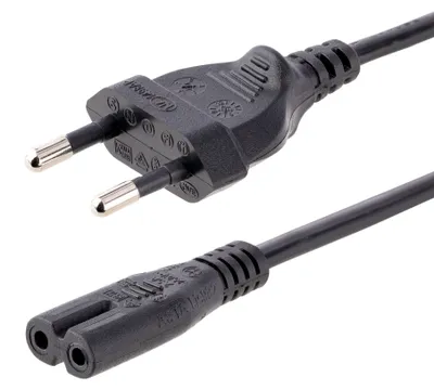 Produktbild von StarTech.com 2 m Laptop Stromkabel, Eurostecker auf C7 Stecker, 2.5A 250V, 18AWG, Notebook/Laptop Netzkabel, Kaltgerätekabel, Ersatz Laptop Ladekabel / Ladegerät Kabel, 2 m, CEE7/16, C7-Koppler, H03VVH2-F, 250 V, 2.5 A