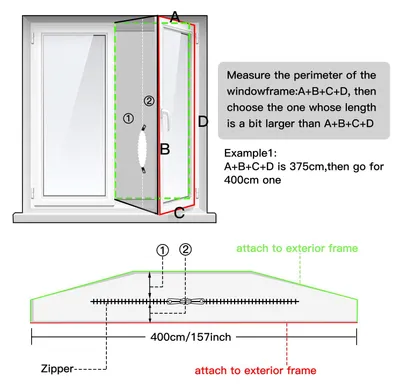 Imagen del producto de Kit de sellado para ventanas con cremallera, de 400 cm, para aires acondicionados portátiles y secadoras de ropa
