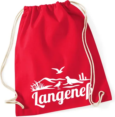 Produktbild von Huuraa Turnbeutel Langeneß Strandmotiv 12 Liter Classic Red Baumwolle Rucksack Geschenkidee