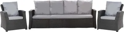 Produktbild von Gartenkissen Set für Polyrattan Grau – Sitzkissen 160x50 cm + 3x Rückenkissen 56x50 cm – Auflagen für 4-5 Sitzer Gartensofa & Gartenstuhl/Sessel