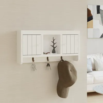 Produktbild von The Living Store Schlüsselschrank Weiß 40x8,5x20 cm Holzwerkstoff & Stahl