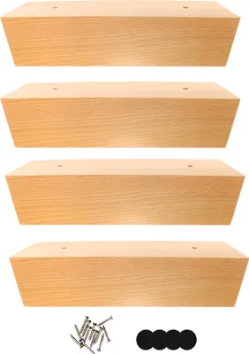 Produktbild von Holzfuß für Möbel, Möbelfuß 5x5x20 cm, roh, Set mit Schrauben und Filz